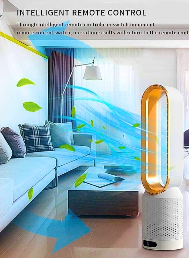 Chase Up Bladeless Fan, 20" Tower Fan with Remote, 8 Speeds, 2 Hour Timer, 90° Oscillating, LED Display with Auto Off, Easy to Clean, Bladeless Desk Fan for Bedroom, Kitchen, Office (silver) - Image 2