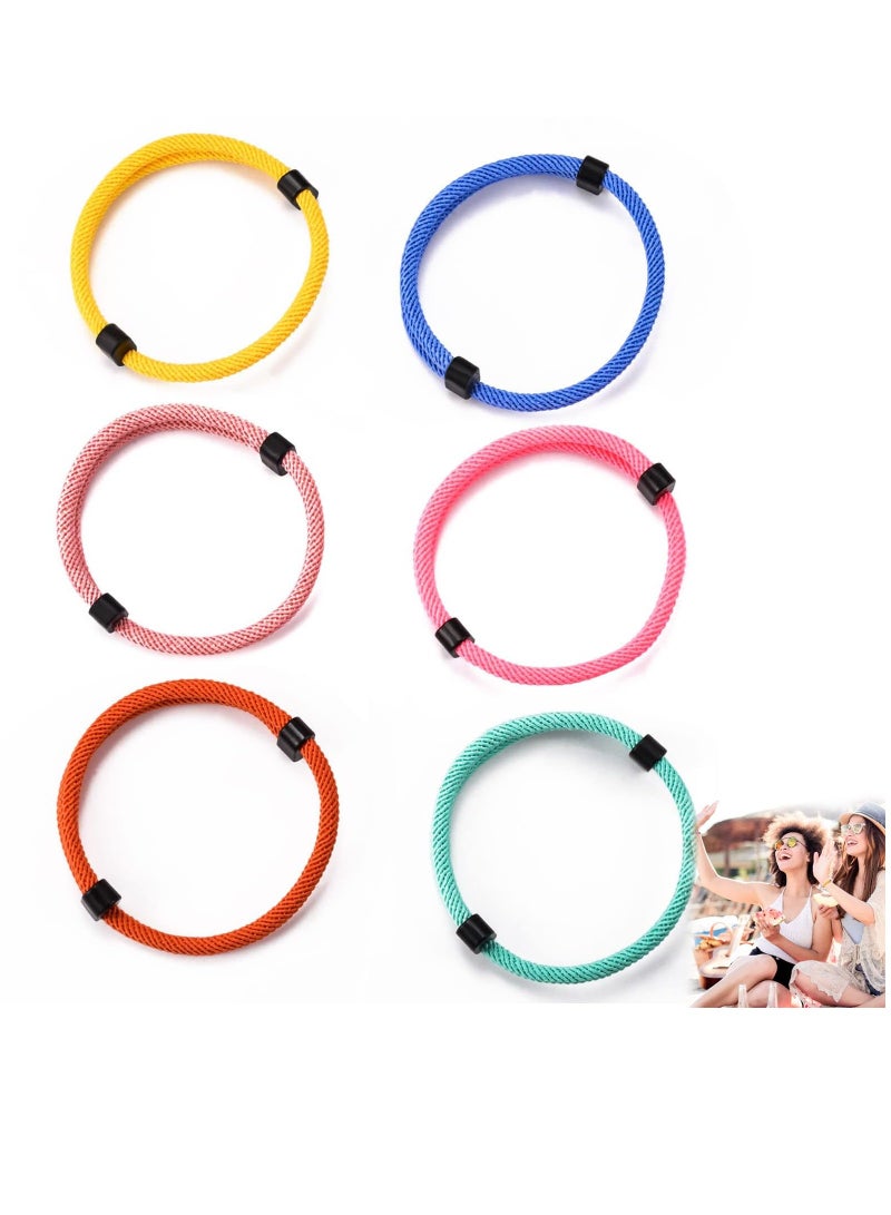 KASTWAVE 6 Pcs Nautical Braided Rope Bracelets Colorful Set for Men Women Waterproof Adjustable Braided Cord Friendship Rope Bracelet Handmade Navy Marine String Bracelet with Metal Knot Woven - Image 1