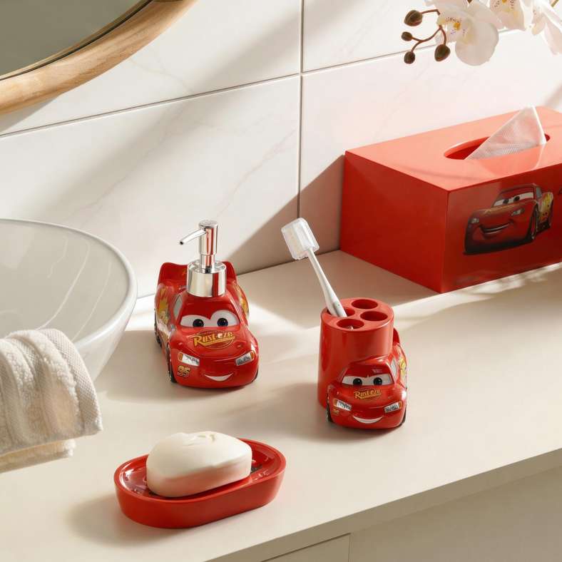 Pan Home Cars Lightning Mcqueen Soap Dispenser 20x9.5x13cm -Red - 166TRC9901164 - Image 4