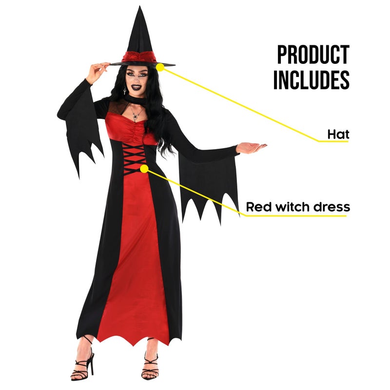 Morph Witch Costume for Women - Halloween Red Witch Costume, Size S - Image 2