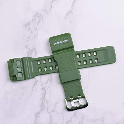 OliBoPo Natural Resin Replacement Watch Strap for Casio Mens G-Shock Master of G Mudmaster Twin Sensor Sports Watch GG-1000/GWG-100/GSG-100 (Green) - Image 2