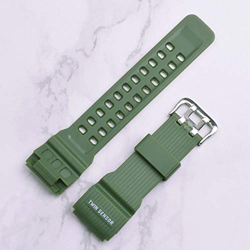 OliBoPo Natural Resin Replacement Watch Strap for Casio Mens G-Shock Master of G Mudmaster Twin Sensor Sports Watch GG-1000/GWG-100/GSG-100 (Green) - Image 3