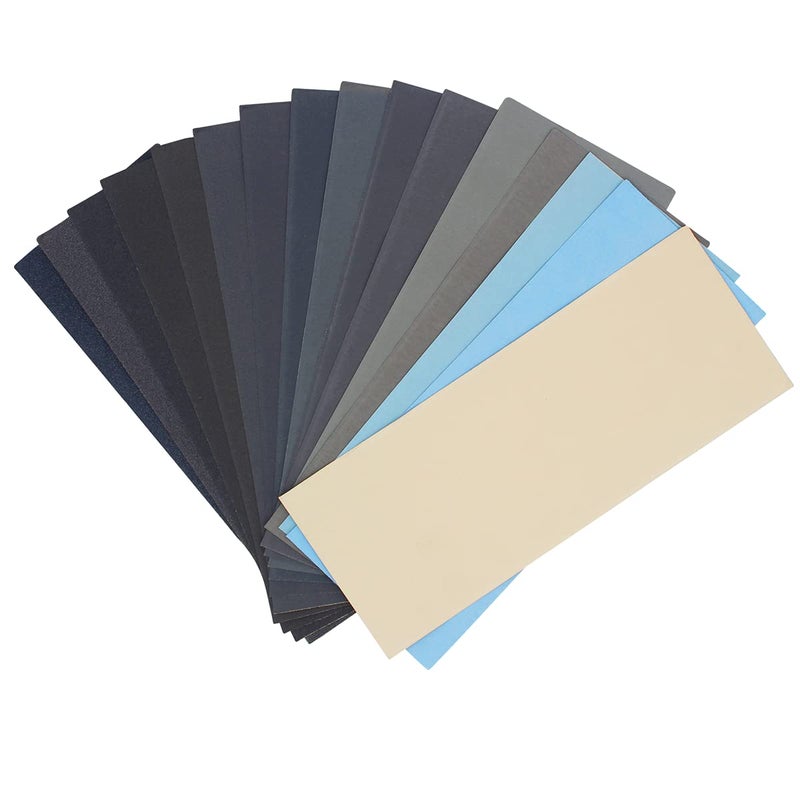 DOUSUDAN 51 Pcs Ultra Fine Wet Dry Sandpaper 120 to 3000,5000,7000,8000,10000 Assorted Grit Sanding Paper for Wood Furniture Finishing, Metal Sanding and Automotive Polishing, 9 x 3.6 Inches - Image 1