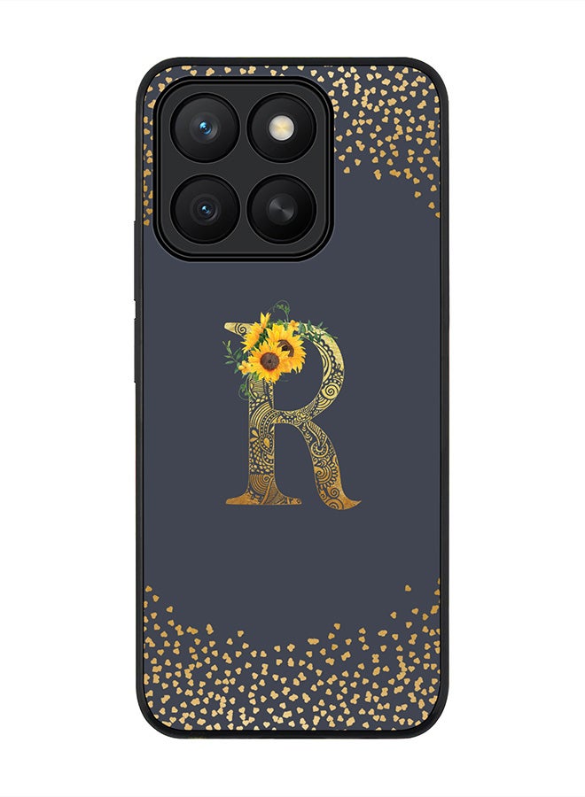 Stylizedd For Honor X8c Case,Slim fit Camera Protection, Shockproof Thin Phone cover  - Custom Floral Monogram - R  (Grey )