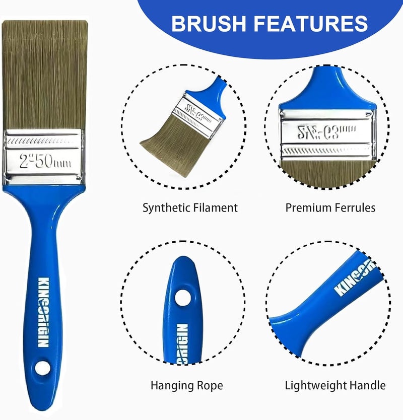 KingOrigin King Origin Versatile Paint Brush Set, 30 Pack, 2 Inch Paint Brushes, Small Paint Brushes for Walls, Furniture, Crafts - Detailed Painting & Larger Surface Coverage - Image 2