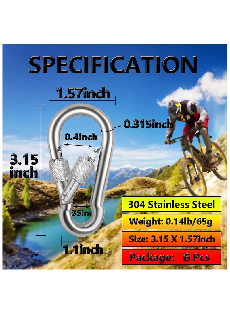 ساكن 6 قطع حلقة تثبيت، خطاف زنبركي من الستانلس ستيل شديد التحمل - مشبك حلقة تثبيت من الستانلس ستيل الممتاز 304 (فضي) - Image 2