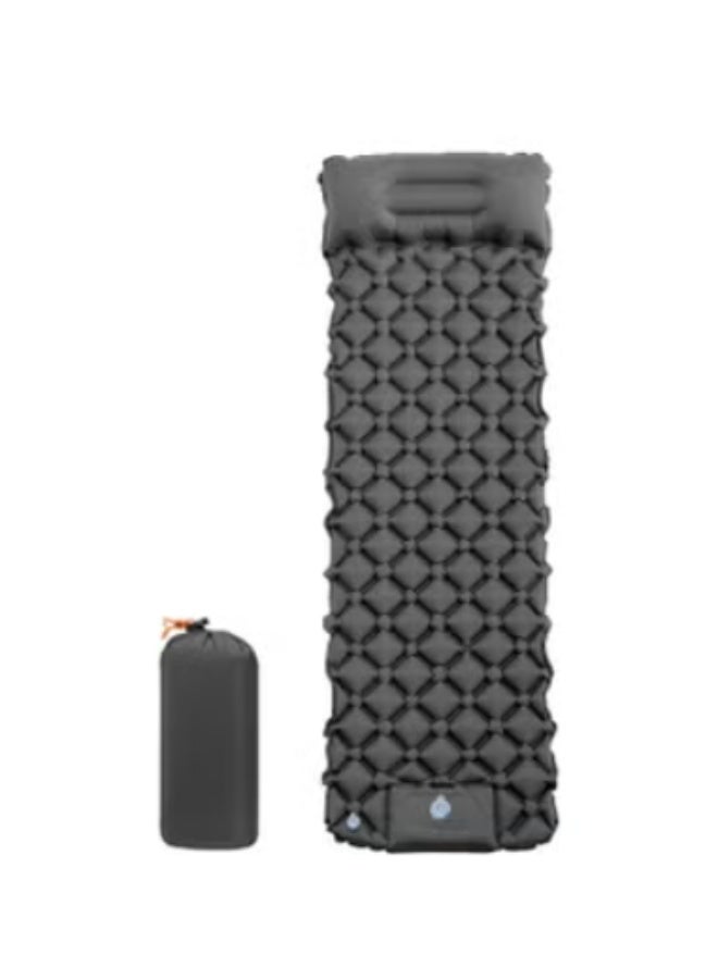 Grey Inflatable Air Mattress with Built-in Pillow for Camping - Image 4