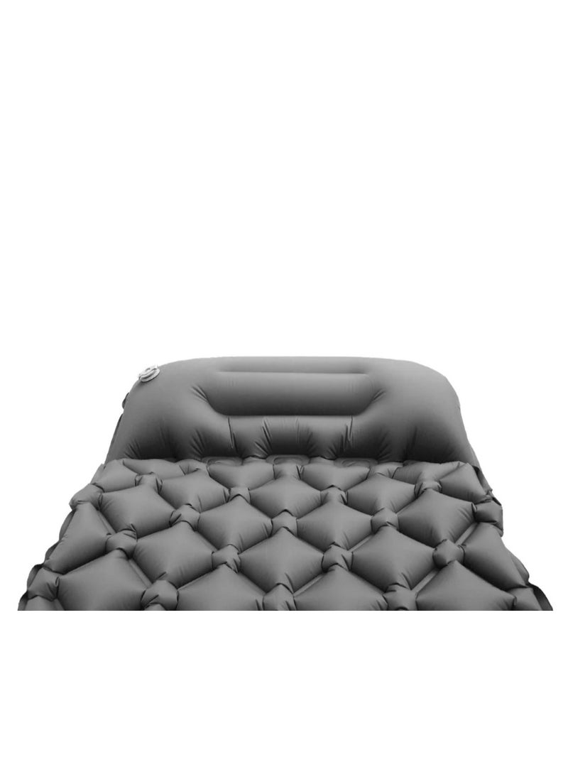 Grey Inflatable Air Mattress with Built-in Pillow for Camping - Image 5