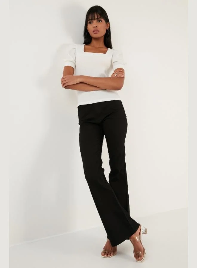 Lela Lela Sleeve Detail Square Neck Blouse Women's Blouse 5869002