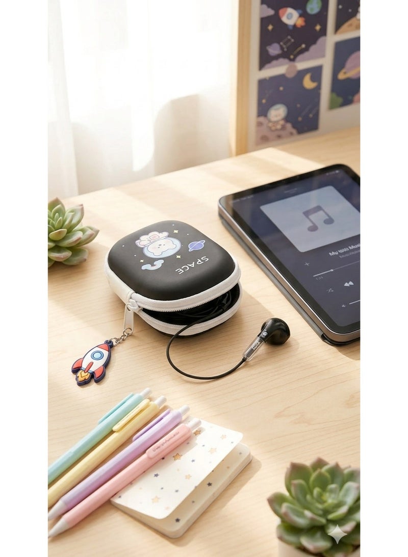 Casni wired earphones with a carrying case (small bag) Type C - Image 4