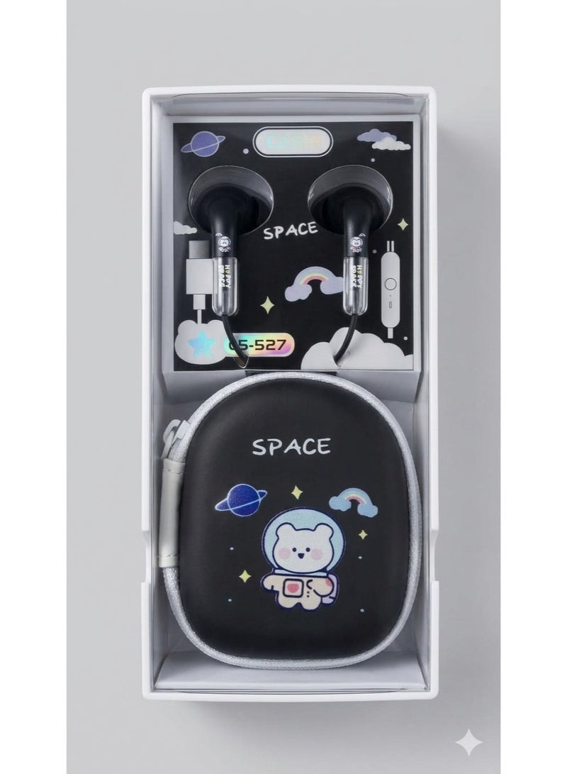 Casni wired earphones with a carrying case (small bag) Type C - Image 1