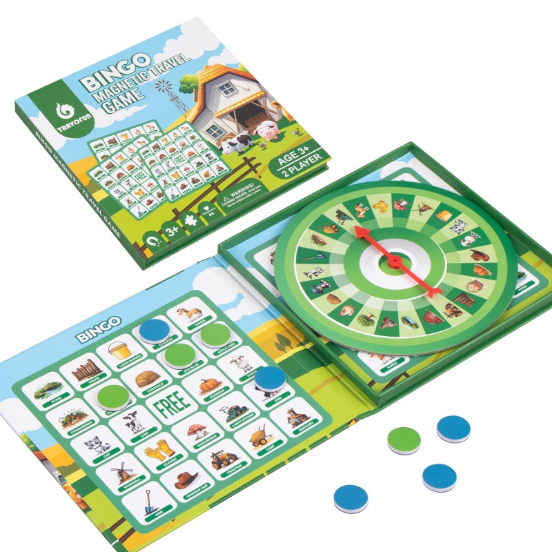 Travofun Farm Bingo Game Magnetic Travel Toy for Kids 3 and Up Ideal for Road Trips - Image 3