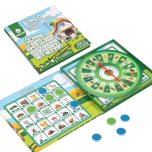 Travofun Farm Bingo Game Magnetic Travel Toy for Kids 3 and Up Ideal for Road Trips - Image 1