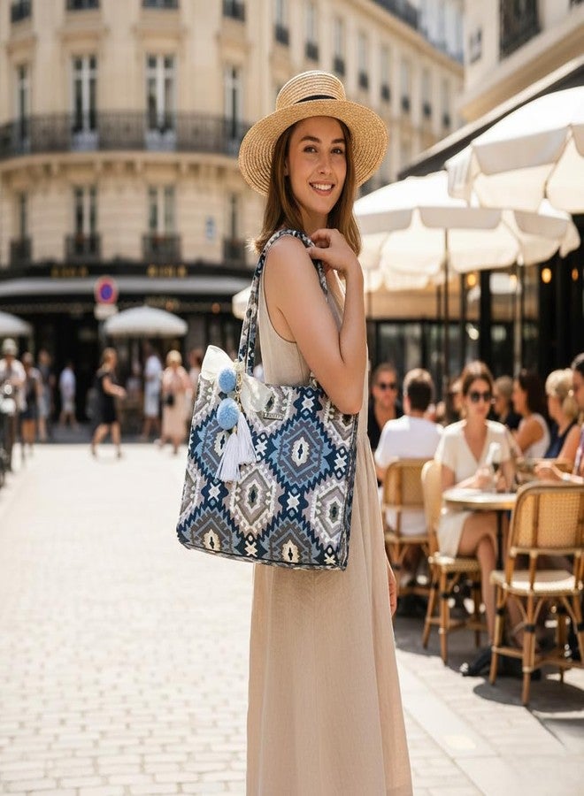 ENSAC حقائب تسوق كبيرة من إنساك للنساء، حقائب يد كبيرة، حقيبة كتف كبيرة فاخرة ذات سعة كبيرة للفتيات، حقيبة أنيقة وعملية للمكتب والجامعة، حقيبة يد واسعة مع جيوب داخلية. - Image 3