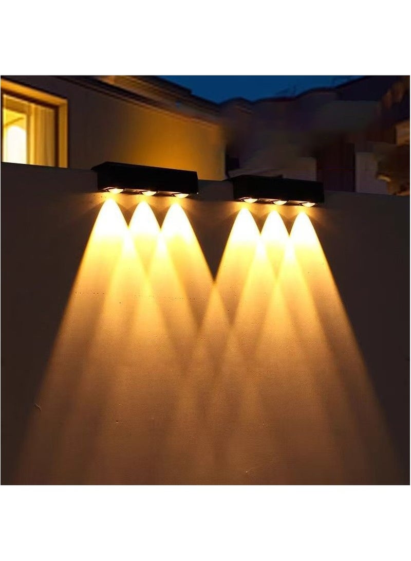 3 LED أضواء الجدار الشمسية للديكور الفناء ، أضواء الشمسية في الهواء الطلق ، أضواء الجدار الحديقة (ضوء دافئ + ضوء أبيض) ، حزمة واحدة - Image 2