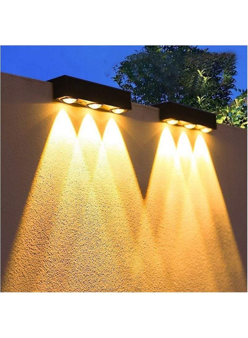 3 LED أضواء الجدار الشمسية للديكور الفناء ، أضواء الشمسية في الهواء الطلق ، أضواء الجدار الحديقة (ضوء دافئ + ضوء أبيض) ، حزمة واحدة - Image 3