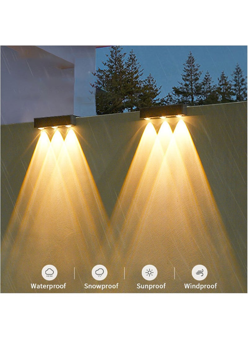3 LED أضواء الجدار الشمسية للديكور الفناء ، أضواء الشمسية في الهواء الطلق ، أضواء الجدار الحديقة (ضوء دافئ + ضوء أبيض) ، حزمة واحدة - Image 4