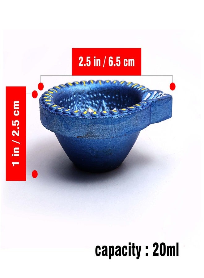 Pure Source India Terracotta Handmade Design Decorative Diya/Mitti Diya/Oil Lamp for Pooja, Diwali, Festival Decoration (Multicolour) (9 PCS) (2.5 X 2.1 X 1 INCH) - Image 3