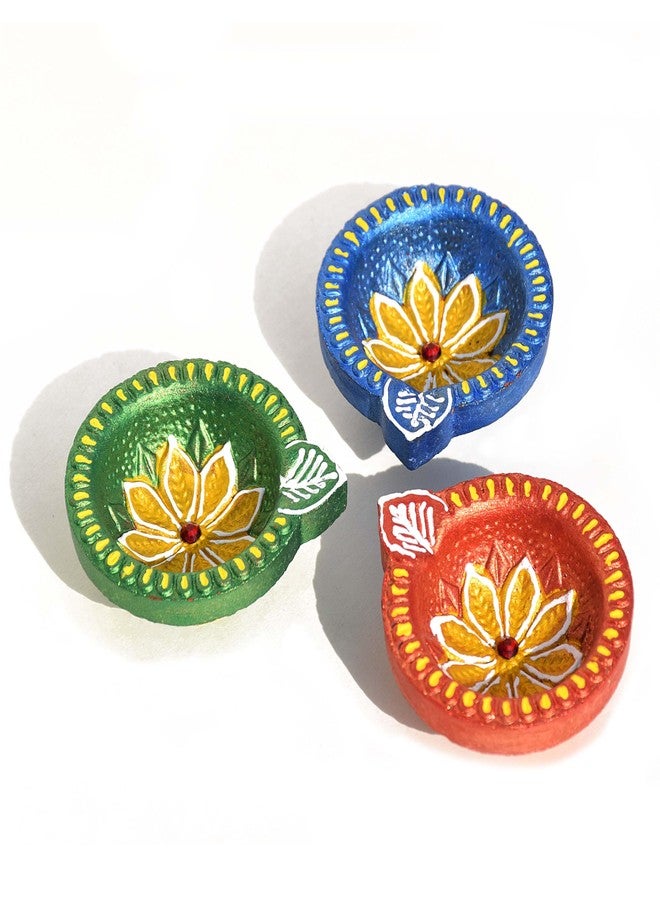 Pure Source India Terracotta Handmade Design Decorative Diya/Mitti Diya/Oil Lamp for Pooja, Diwali, Festival Decoration (Multicolour) (9 PCS) (2.5 X 2.1 X 1 INCH) - Image 5