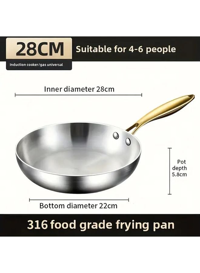 11.02 Inch 316 Stainless Steel Aluminum Core Frying Pan Non Stick Oven Dishwasher Safe - Image 1