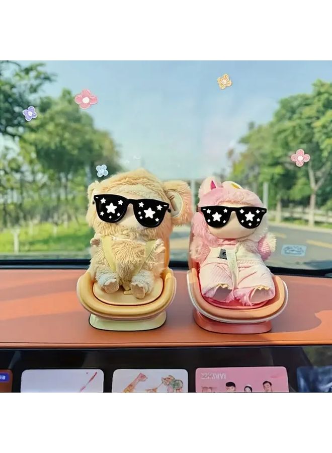 Blue Yellow Pink Doll Car Decoration With Display Stand Stable Vent Clip Desktop Holder - Image 1
