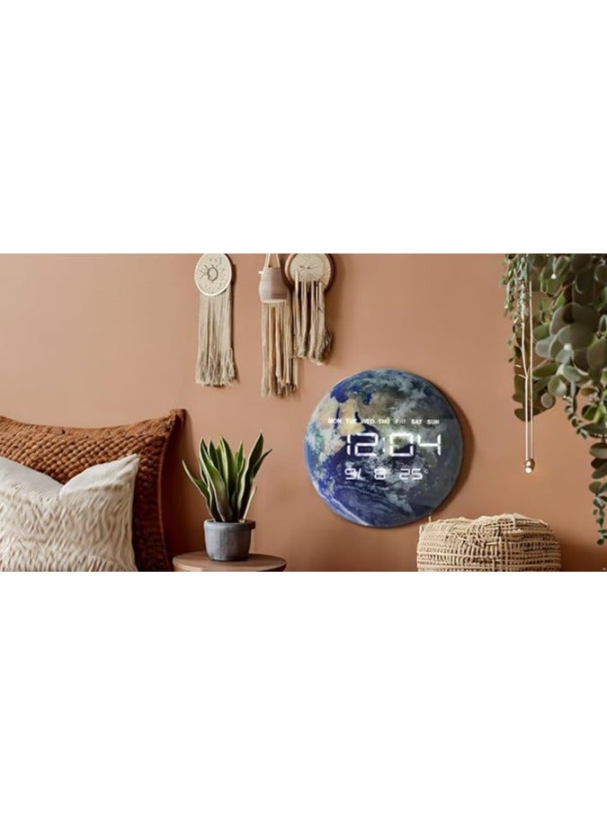 Digital 3D Globe Style LED Wall Clock – Time, Date, Day & Temperature Display – Modern Design for Home & Office - Image 1