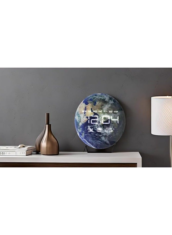 Digital 3D Globe Style LED Wall Clock – Time, Date, Day & Temperature Display – Modern Design for Home & Office - Image 2