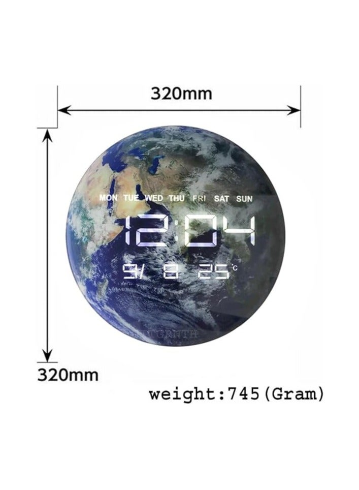 Digital 3D Globe Style LED Wall Clock – Time, Date, Day & Temperature Display – Modern Design for Home & Office - Image 5