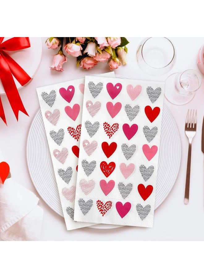 Whaline 100Pcs Valentine's Day Guest Napkin Red Pink Black Heart Paper Napkin Disposable Dinner Hand Towel Napkin for Kitchen Bathroom Party Supplies - Image 5