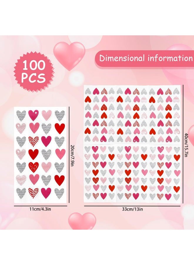 Whaline 100Pcs Valentine's Day Guest Napkin Red Pink Black Heart Paper Napkin Disposable Dinner Hand Towel Napkin for Kitchen Bathroom Party Supplies - Image 2