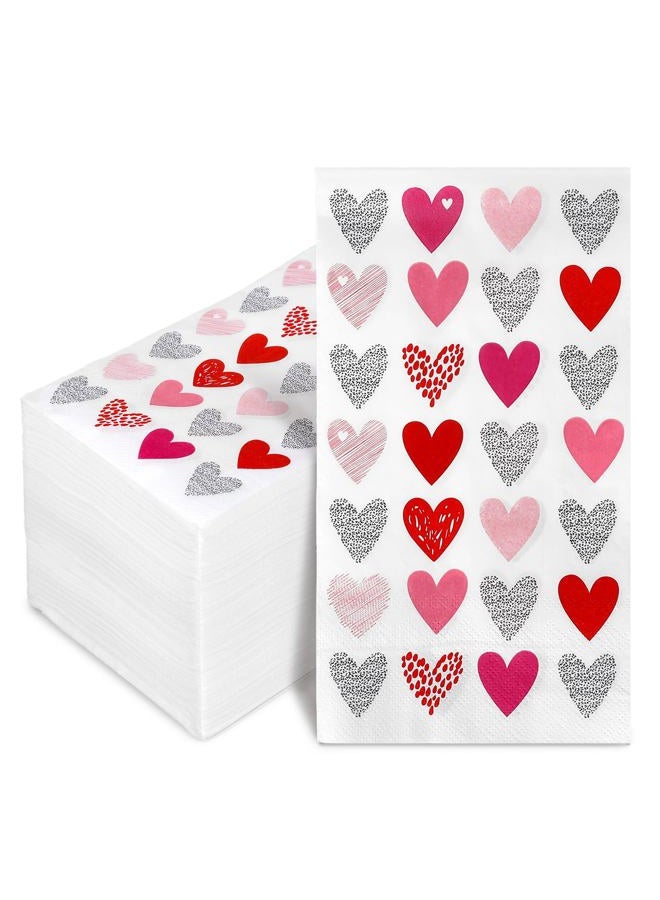 Whaline 100Pcs Valentine's Day Guest Napkin Red Pink Black Heart Paper Napkin Disposable Dinner Hand Towel Napkin for Kitchen Bathroom Party Supplies - Image 1