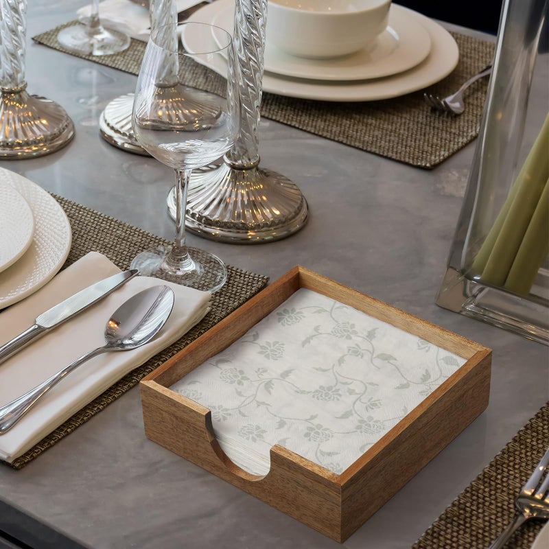 Bivvclaz Acacia Wood Napkin Holder for Table, Napkins Holders For Paper Napkins, Flat Napkin Holder for Luncheon, Napkin Holders for Kitchen Dinner Table Decor, Napkin Dispenser for Indoor & Outdoor Use - Image 5