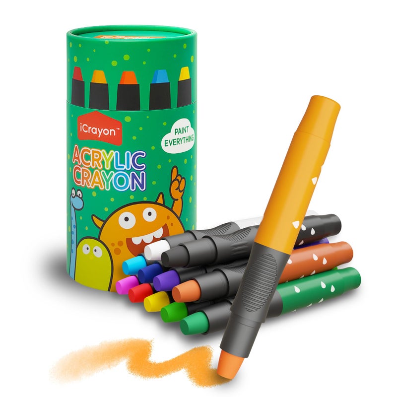 iCrayon 12 Colors Twist Crayons for Toddlers, Silky Crayons for Paper, Glass, Wood and Canva, Non-Toxic, Quick Drying, Washable, No Mess Coloring Gifts for Boys and Girls - Image 1