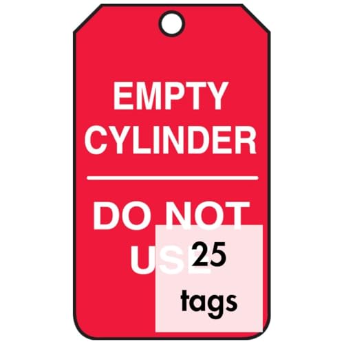 Accuform MGT202CTP Cylinder Status Tag Legend Empty Cylinder DO NOT USE 575 Length x 325 Width x 0010 Thickness PFCardstock White on Red Pack of 25 - Image 3