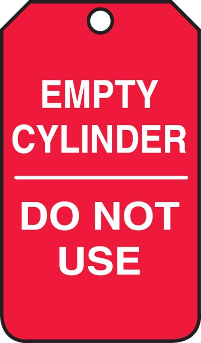 Accuform MGT202CTP Cylinder Status Tag Legend Empty Cylinder DO NOT USE 575 Length x 325 Width x 0010 Thickness PFCardstock White on Red Pack of 25 - Image 2
