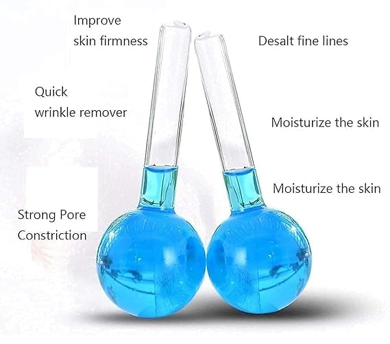 DAIDSUKE Facial Ice Globe Smart Cool Face Roller Ball Facial Massage Tools for Neck Eye Circle And Puffiness Anti Ageing Wrinkles Soothing Firming Skin 2Pcs Energy Beauty Crystal Ice Roller - Image 2