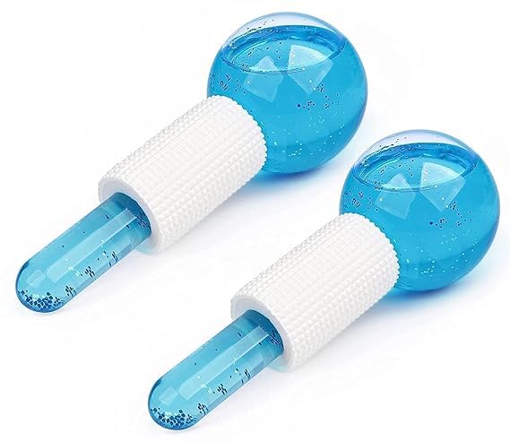 DAIDSUKE Facial Ice Globe Smart Cool Face Roller Ball Facial Massage Tools for Neck Eye Circle And Puffiness Anti Ageing Wrinkles Soothing Firming Skin 2Pcs Energy Beauty Crystal Ice Roller - Image 1