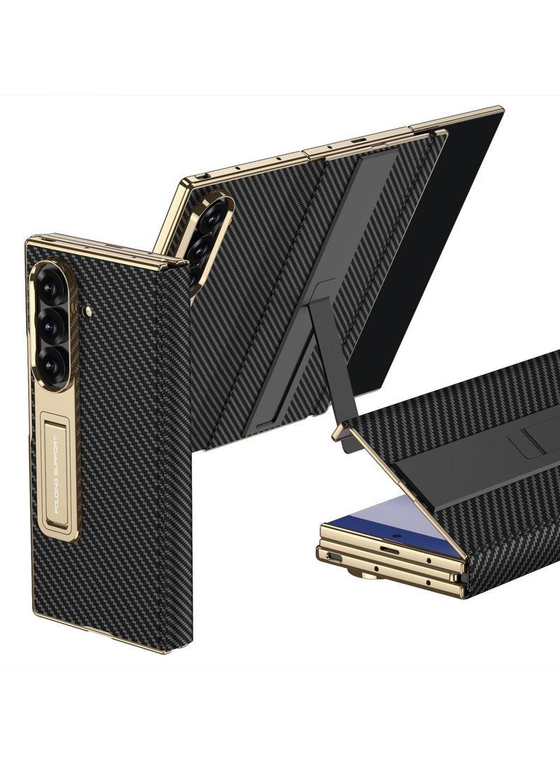 Leather Tri-Fold Phone Case for Samsung Galaxy Z TriFold 5G Magnetic Shock-Absorbing Hinge Case with Tempered Glass Screen Protector and Dual-Mode Stand