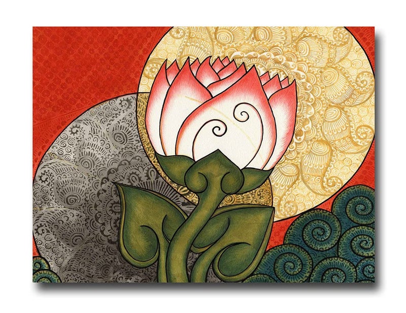 PIXELARTZ PIXELARTZ Canvas Painting Lotus Kerala Mural Canvas Modern Art Painting for Home Decor Without Frame 
