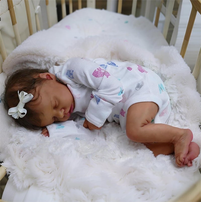 iCradle 18 Inch Reborn Baby Dolls Black Girls Soft Body Vinyl Realistic Baby Doll African American Sleeping Lifelike Newborn Baby Doll Toy for Ages 3+ - Image 5