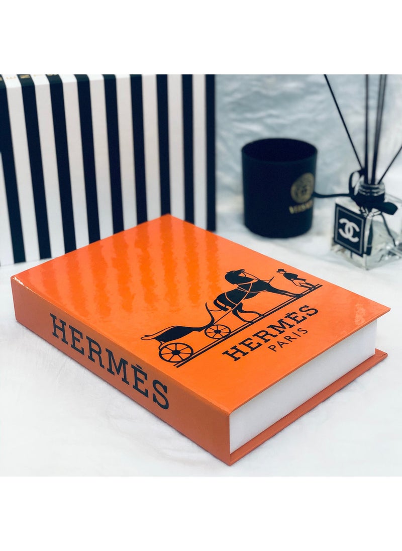Lovely Book & Book - Hermes Classic Model Orange Openable Decorative Book Box 27 x 19 x 4 cm - Image 1