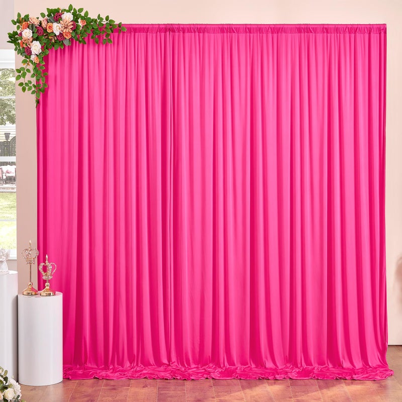 NSSONBEN 10ft x 10ft Wrinkle Free Hot Pink Backdrop Curtains for Parties, Polyester Photo Backdrop Drapes 2 Panels 5x10ft for Weddings Birthday Photography Party Background Baby Shower Decor - Image 4