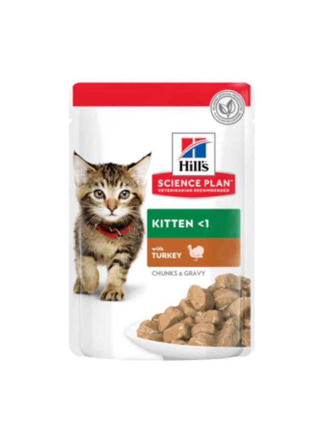هيلز Hill’s Science Plan Tender Chunks In Gravy Kitten Turkey Pouches 12x85g - Image 1