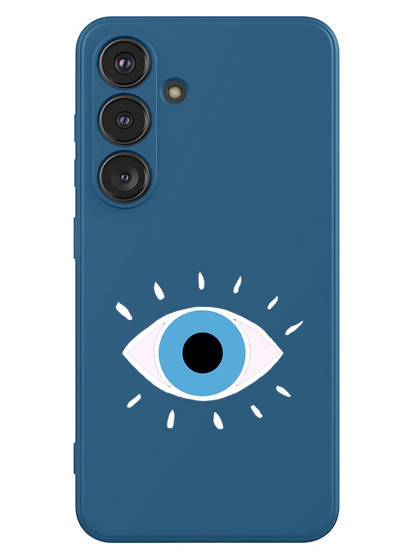 Theodor Protective Slim Fit Case Liquid Silicone Cover with Full Body Protection Anti-Scratch Shockproof Case For Samsung Galaxy S25 Plus (Blue) - Eye - White - Image 1