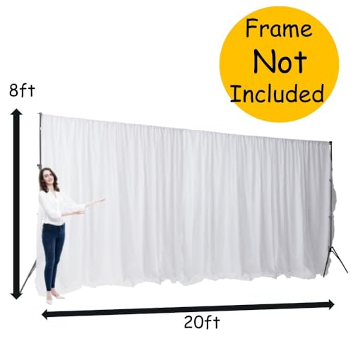King Mills Two Layers Backdrop Made with One Piece Chiffon Tulle & Polyester. Use as Extra Wide Semi-Blackout Curtains, Stage Curtains or Garage Divider Curtain. White, 20x8FT - Image 2