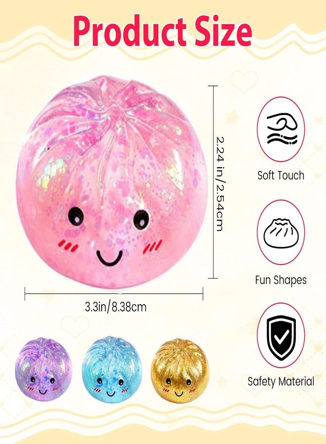 Lmoy Sugar Glitter Dumpling Squishy, Viral Bao Bun Squishy Dumling Mystery Box, Slow Rising Bao Bun Fidget Squeeze, Mystery Box for Holiday Birthday Gifts (yellow) - Image 3