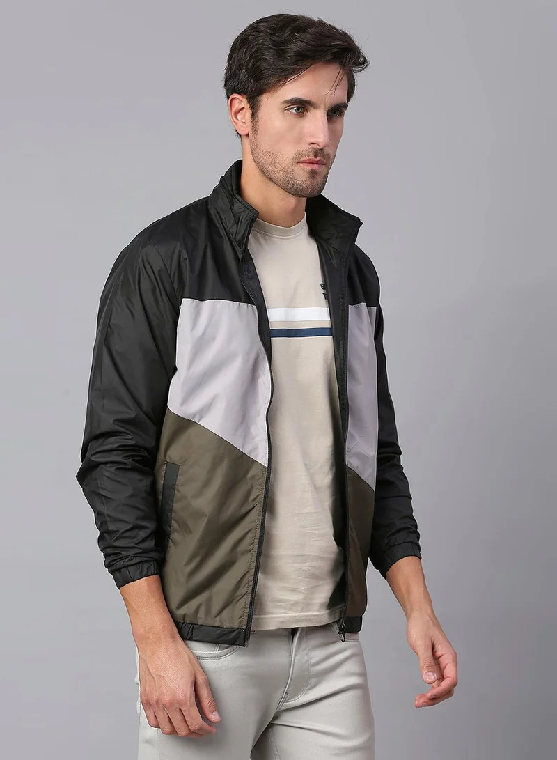 Dennis Lingo  Men's Olive 100% Polyester Colour Blocked Regular Fit Jacket for Men | Best Price UAE