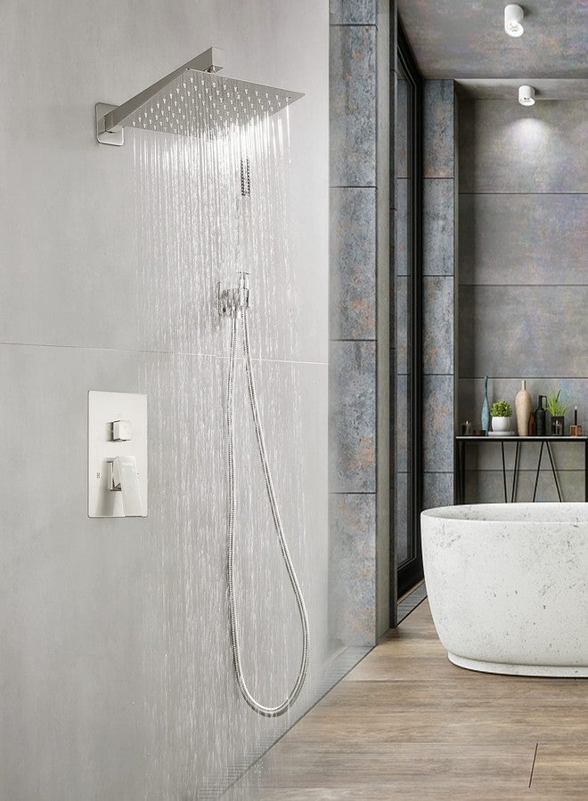 Fransiton Shower Faucet set with Shower head 10 Inches Rainfall Shower Head and Handle Set Single Handle Wall Mounted Shower System Set with Female Threads Valve Body(Brushed Nickel) - Image 5