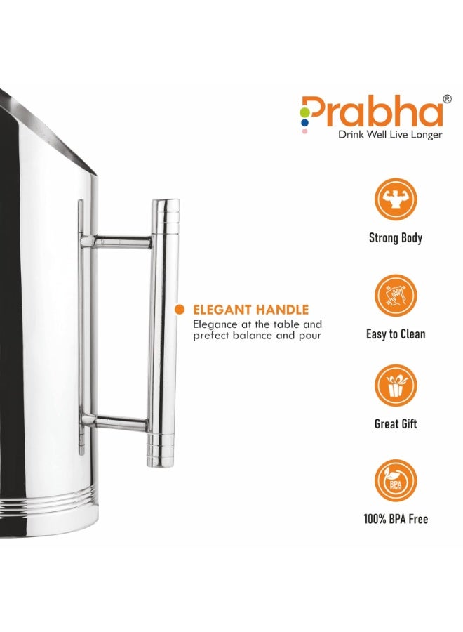 Prabha Stainless Steel Duro Water Jug 1350ml - Durable Jug for Home & Drinking - BPA-Free - Image 2
