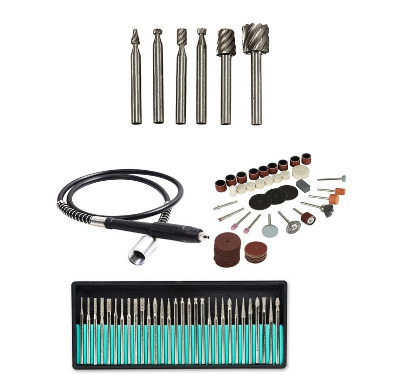 Digital Craft Digital Craft Rotary Tool Accessories Kit Mini Drill Bit Set with 32mm Mandrel in Electric Drill with 30Pc Diamond Burs Grinder Shaft 105Pc Rotary Tool Set 6pc HSS Rotary Burs  - Image 1